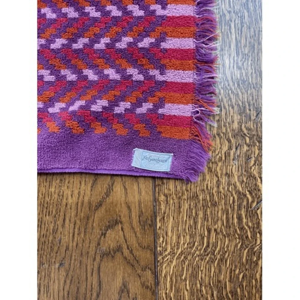 Vintage Yves Saint Laurent YSL Towel Terrycloth Purple Retro Bath Fieldcrest MCM